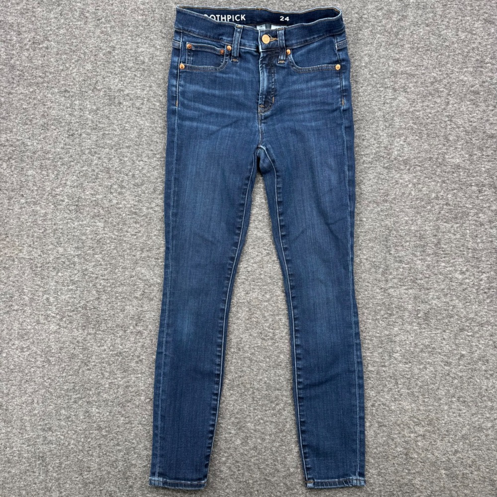 J.Crew 9" Toothpick‎ Skinny Jeans Dark Wash Blue High Rise Denim Womens 24